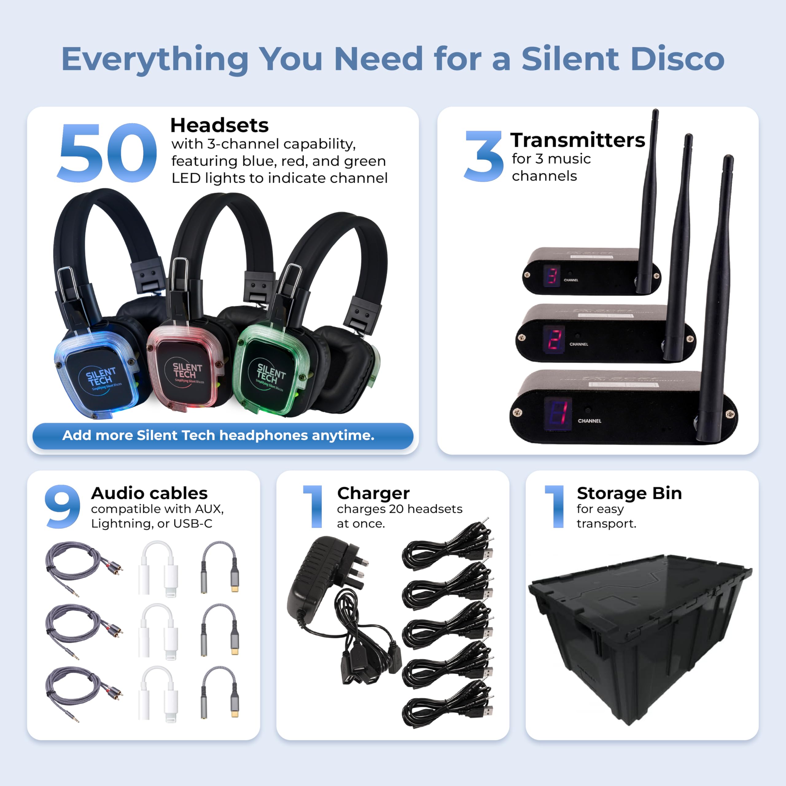 Amazon.com: Silent Tech Silent Disco in a Box – 50 LED Wireless
