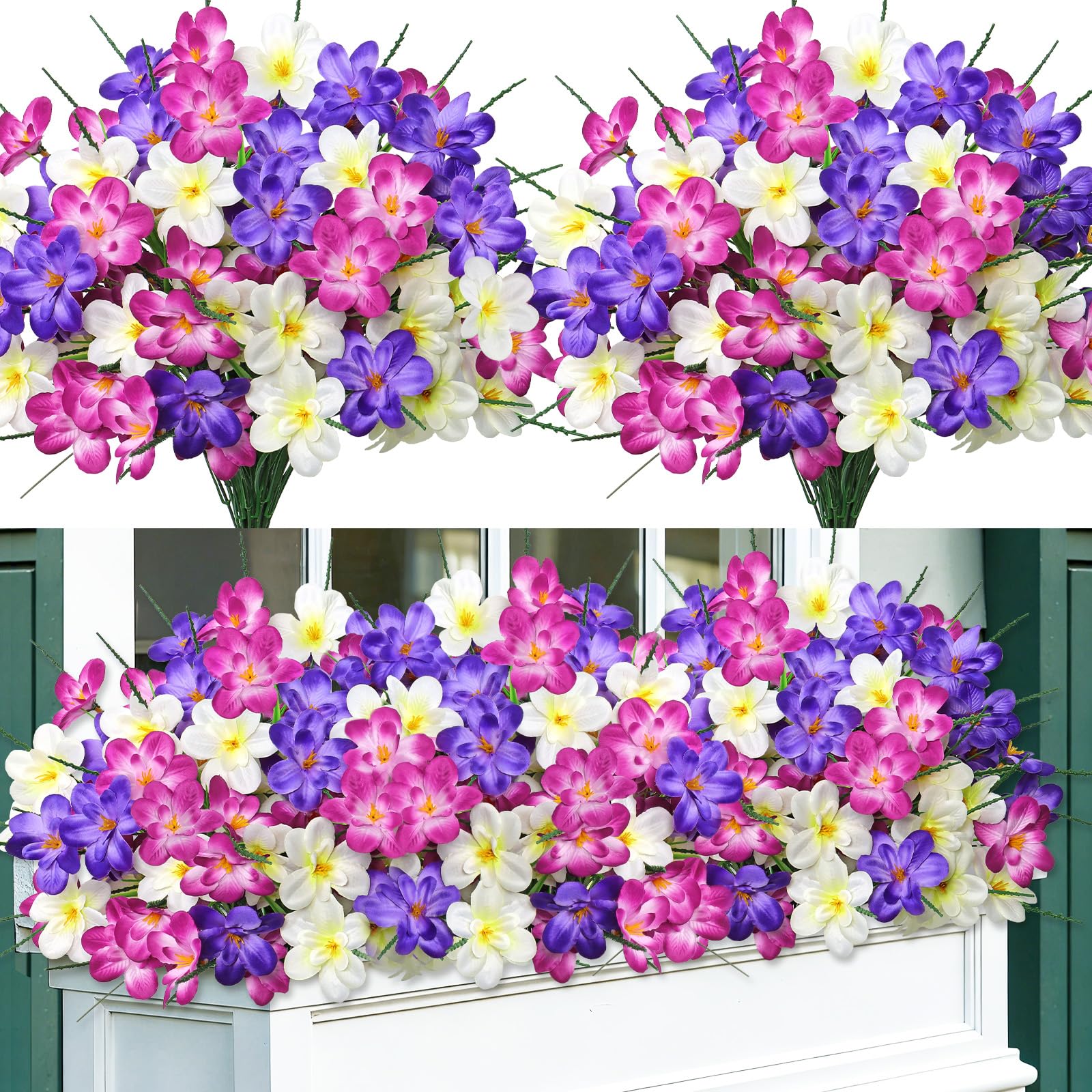 Fleurs artificielles Freesia extérieur et bouquet de fleurs en soie durable