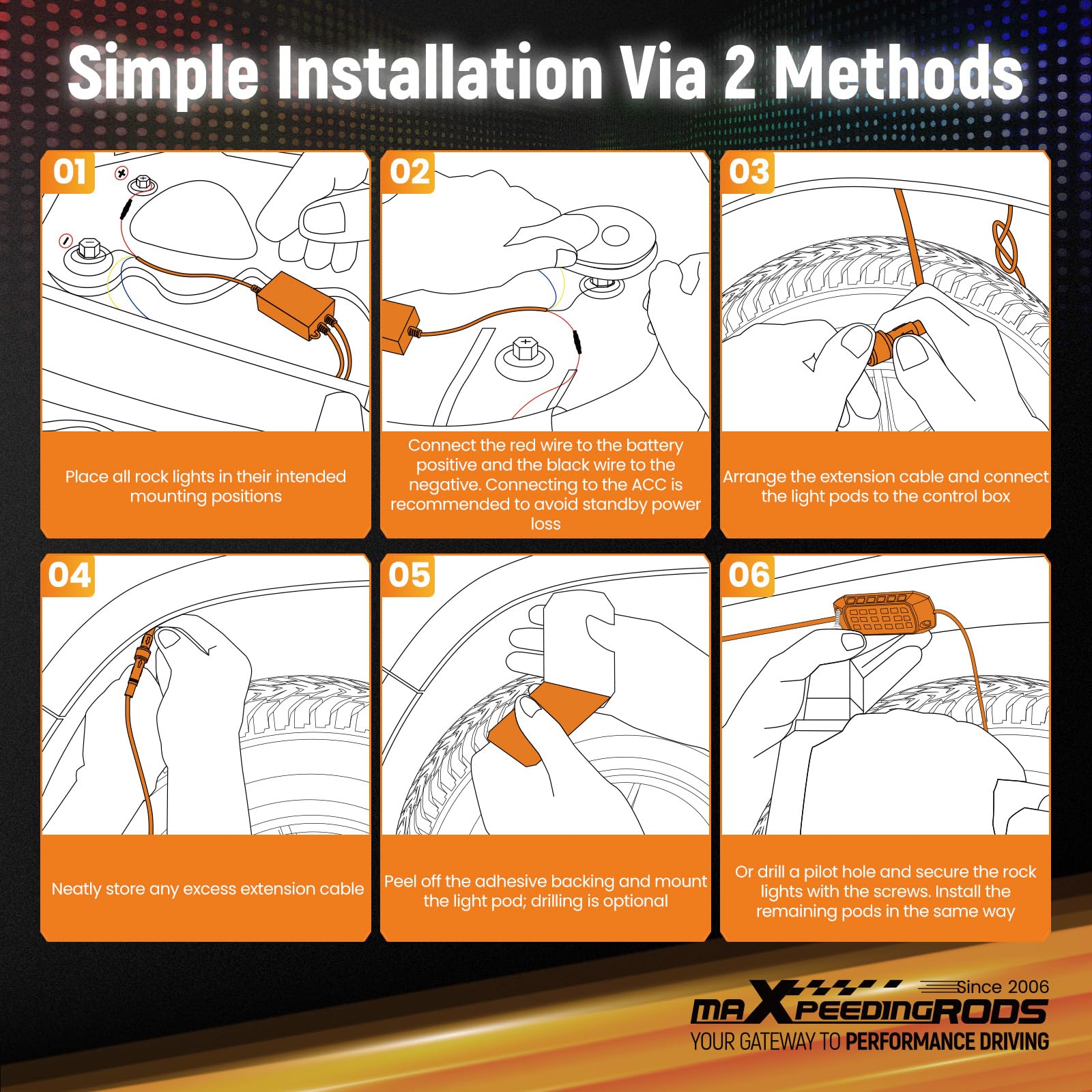 maXpeedingrods Rock Lights for Trucks, 8 Pods RGB Neon Light Kits 3D Lens with 288 LEDs, Bright Multicolor with App Control Music Mode, Waterproof Underglow Lights for Jeep Off-raod SUV Pickup Car 12V