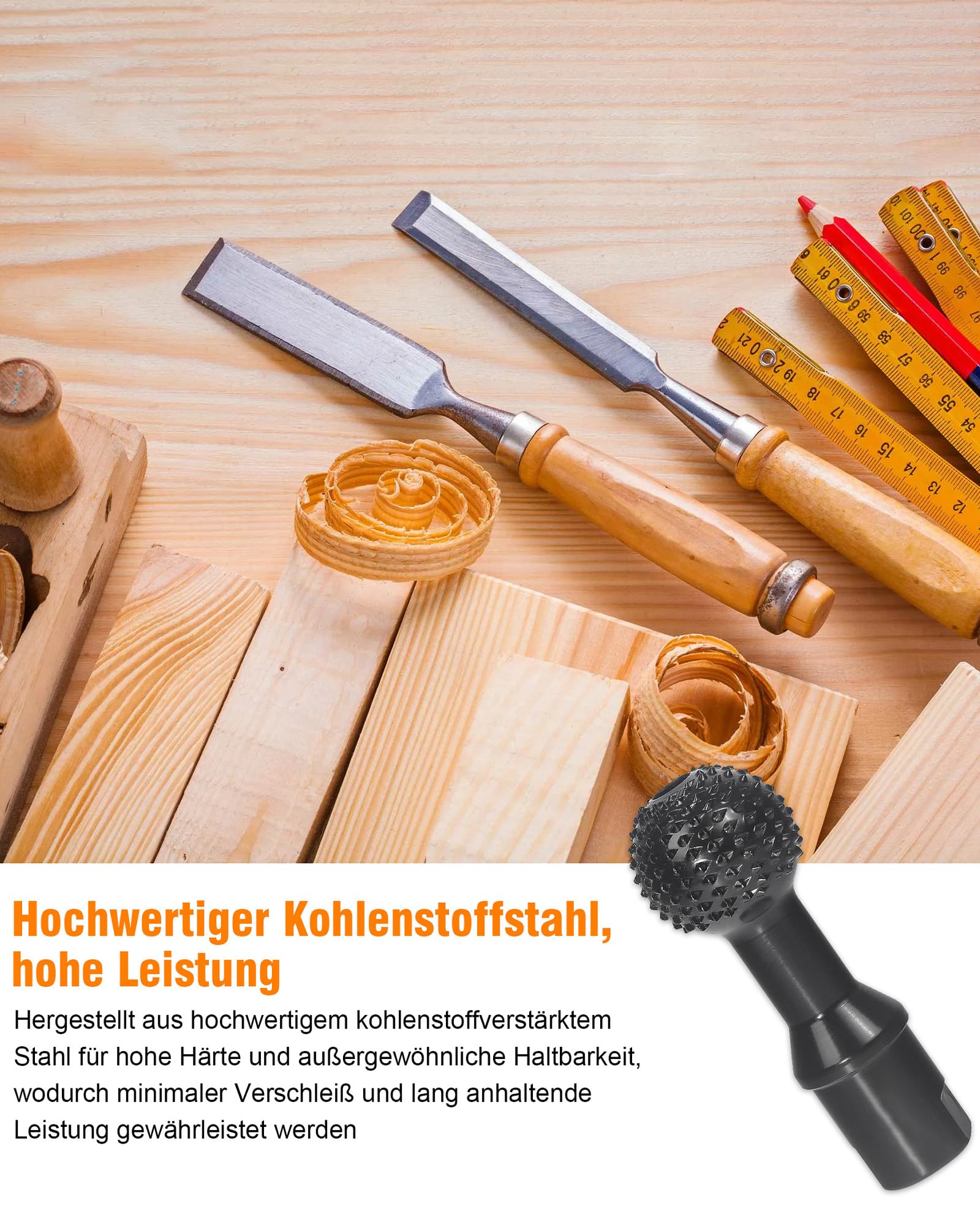 3 Stück M14 Kugelfräser Holz Schnitzen: Kugelmeißel Schnitzen Schleifköpfe Kugelraspel für 115/125mm Winkelschleifer