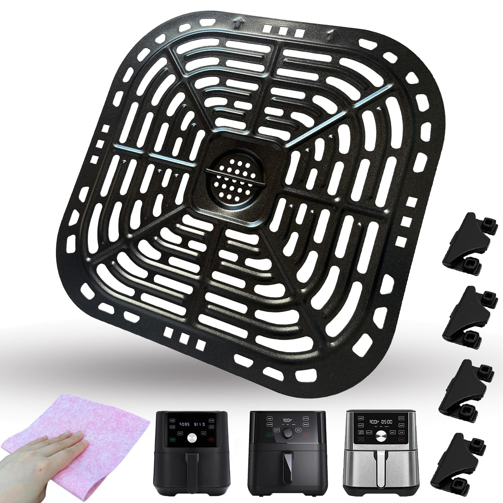 HlkEurt 6QT Air Fryer Crisping Plate for Instants Pot Vortex Plus 6QT XL Air Fryer, Updated Air Fryer Grill Plate Pan Rack Tray Insert Grate Grid Shelf for 6QT Instants Air Fryers, Dishwasher Safe
