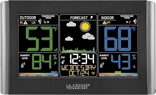 La Crosse Technology C85845-1 - Estación de pronóstico del clima inalámbrico con pantalla a color