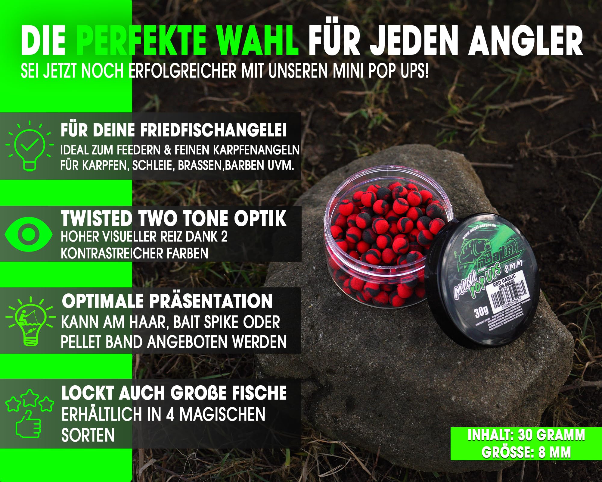 Angel-Berger Magic Baits Mini Two Tone Pop Ups Method Feeder Boilies Premium Range