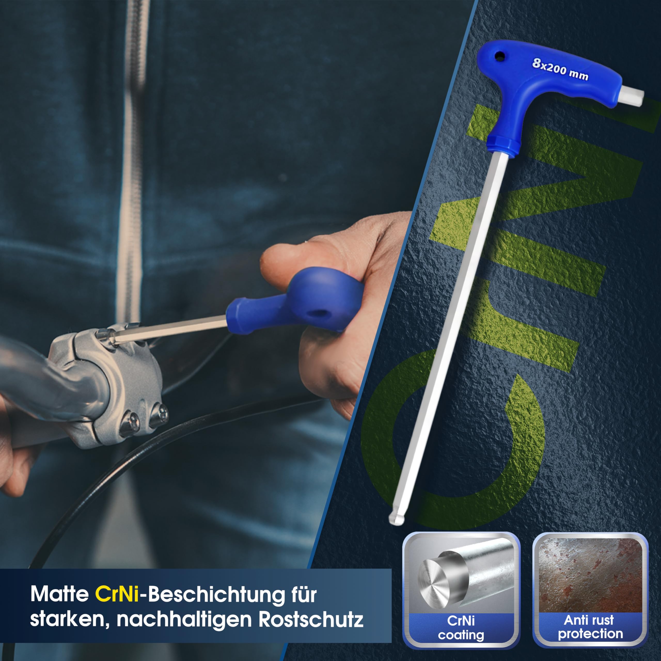 S&R Innensechskantschlüssel Satz HX, S2 Hochleistungsstahl, T-Griff, Kugelkopf, zuverlässiger Korrosionsschutz, Werkzeughalter aus Metall, 10-tlg 2 mm - 10 mm, Sechskant Schlüssel Set Metrisch