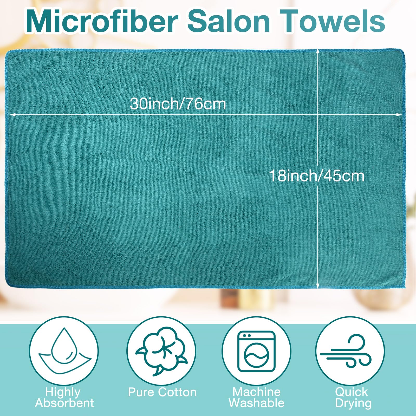 Newwiee Paquete de 72 toallas a prueba de lejía a granel para cabello de salón de belleza, toallas de microfibra de 18 x 30 pulgadas, toallas de mano para secado de cabello, gimnasio, baño, spa