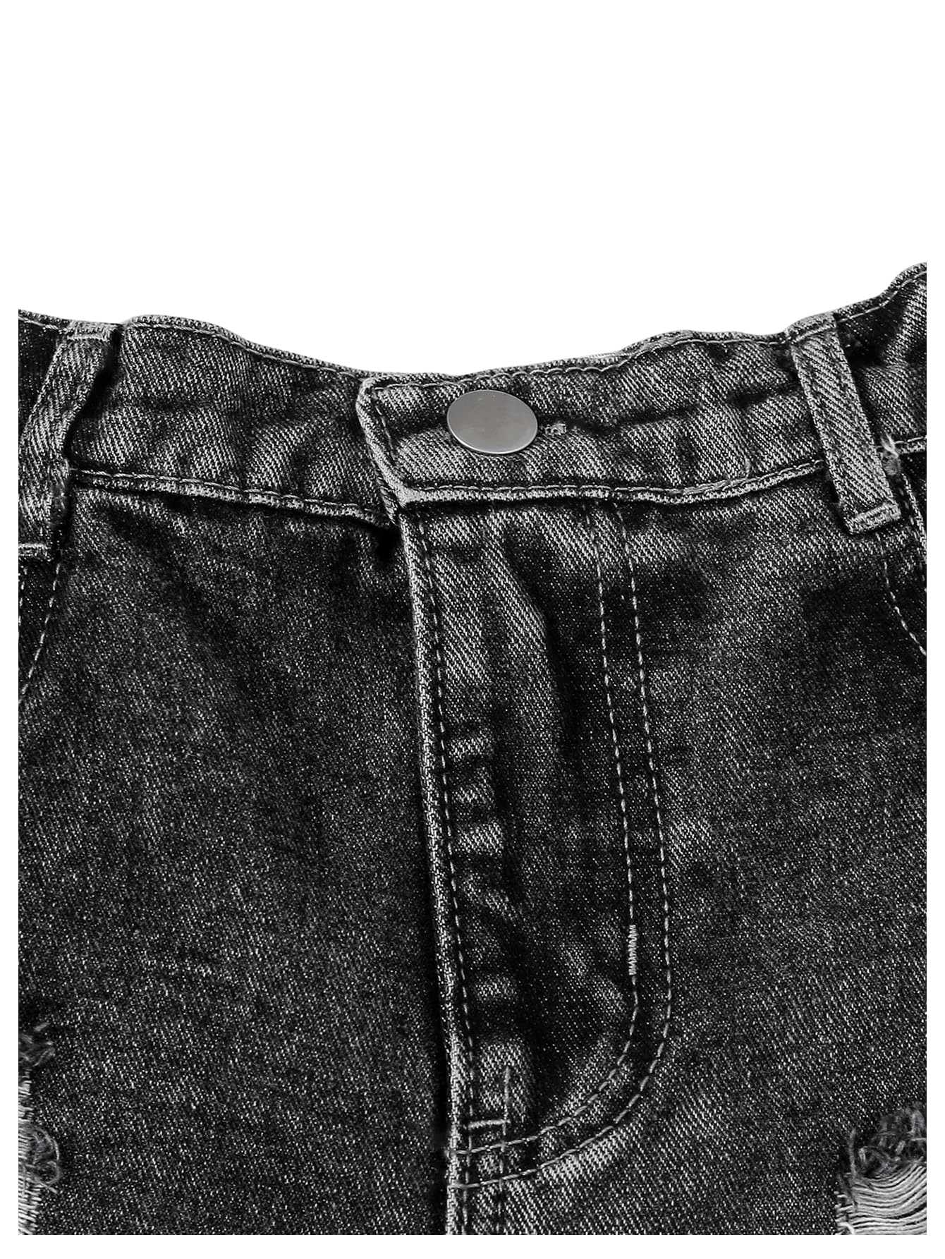 Floerns Pantalones cortos de mezclilla con cintura elástica y bolsillos para niña