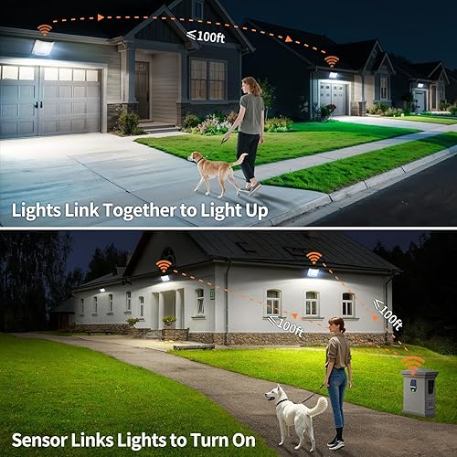 Miniatura 7 de intelamp Luces solares impermeables para exteriores, 20000 mAh, 4000 lúmenes, doble sensor de movimiento, reflector de seguridad exterior con