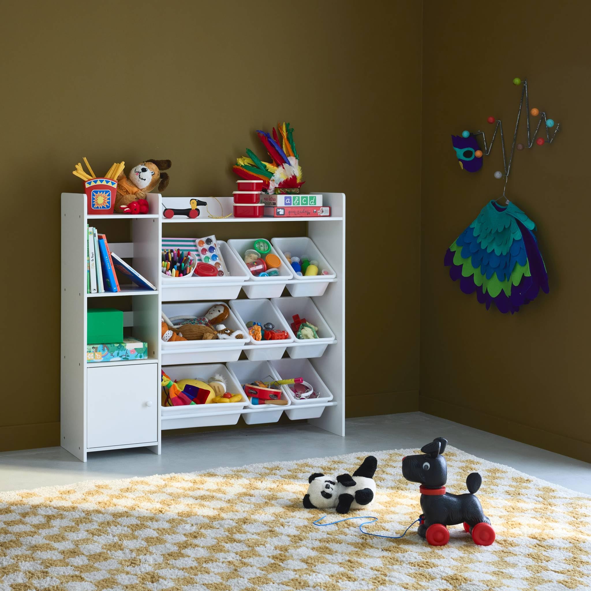 Sweeek Sora Mueble para niños con 9 cubos y estantes 111.8x29.7x100 cm Blanco