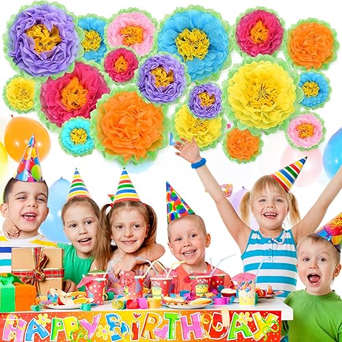 Miniatura 3 de 21 flores de papel grandes, decoraciones de flores de papel de fiesta para pared, flores de papel de seda mexicanas de bricolaje, decoraciones de