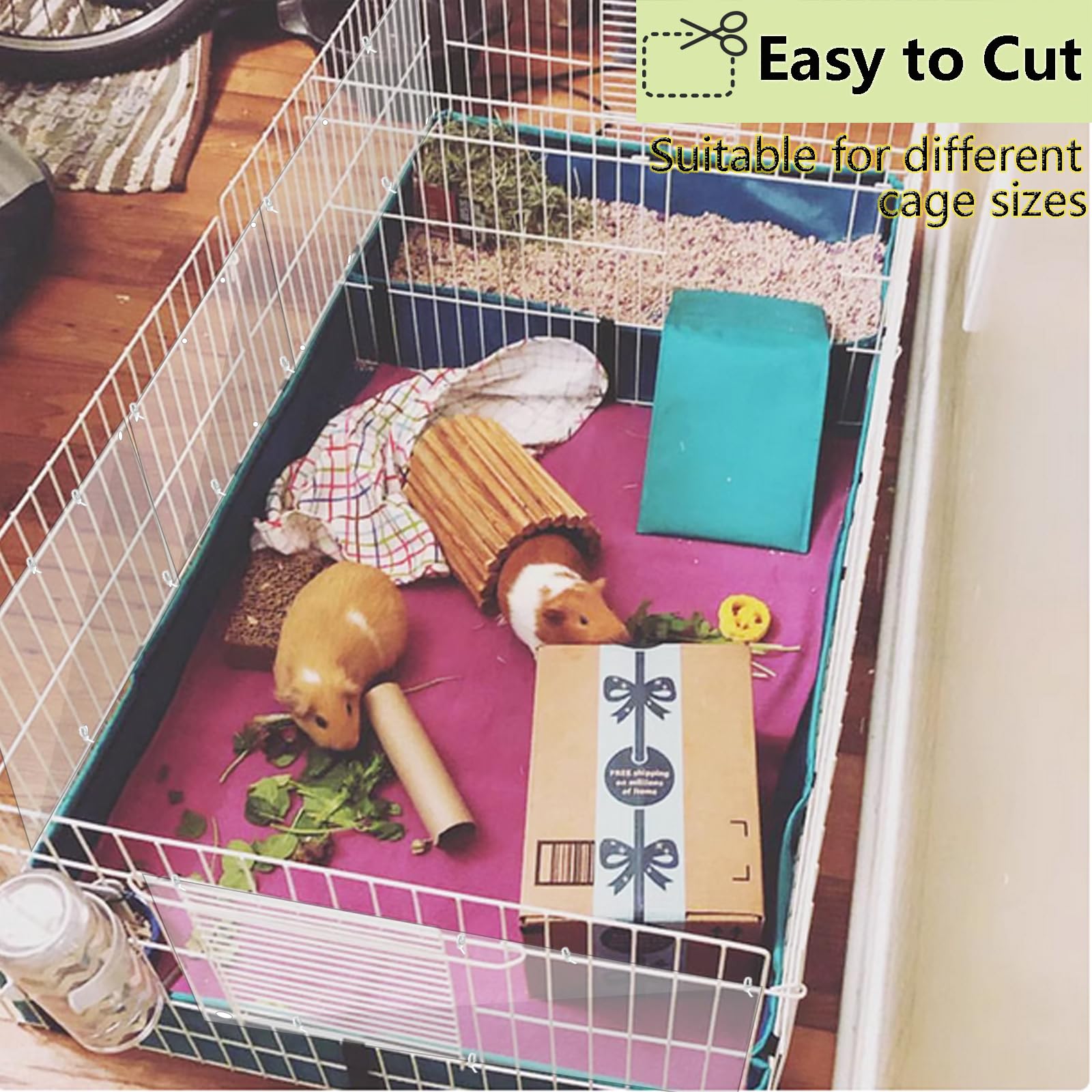 PeSandy Pet Cage Liner Protection, Rabbit Cage Plastic Panels, 18 PCS Cage Urine Guard for Rabbit Guinea Pig, Hamster - Image 2