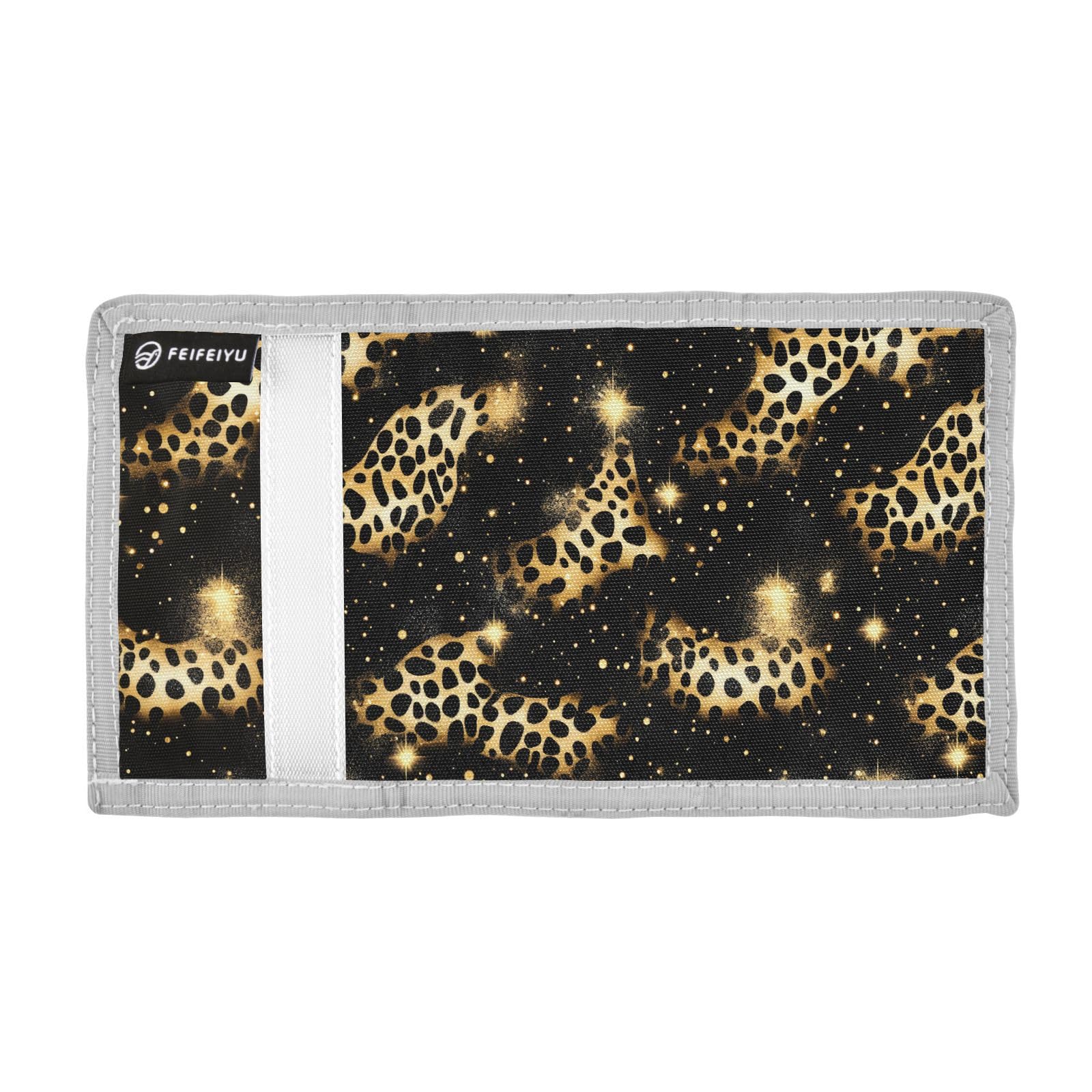 zyrtty Kids Wallets for Boys Girls Ages 4-18 Trifold, Yellow Leopard Print Black Wallet with Zippered Coin Pocket and Card Holders, Novelty Wallet for Childrens Birthday Gifts