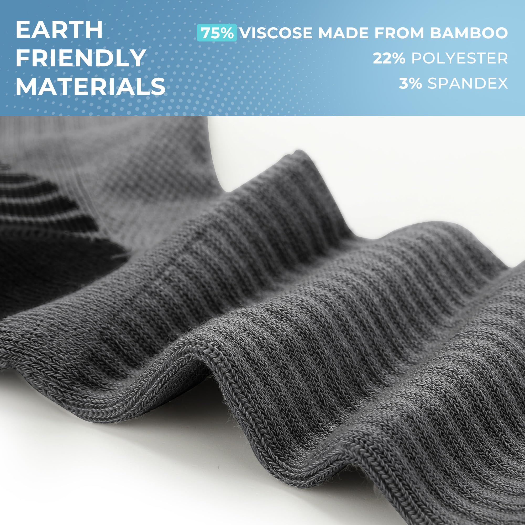 BAMBOO COOL Men's Crew Socks Athletic Running Sports Socks, Cushioned Moisture Wicking, Breathable Arch Support 6 Pack: Dark Grey*3,white*3 X-Large