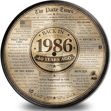 40th Birthday Decorations for Women Men, 11.6 Inch Vinyl 40 Years Old Centerpieces for Tables Sign Decor, 40th Anniversary Decorations Gifts, Back in 1986 Vintage Poster, 40th Birthday Gifts for Women Men
