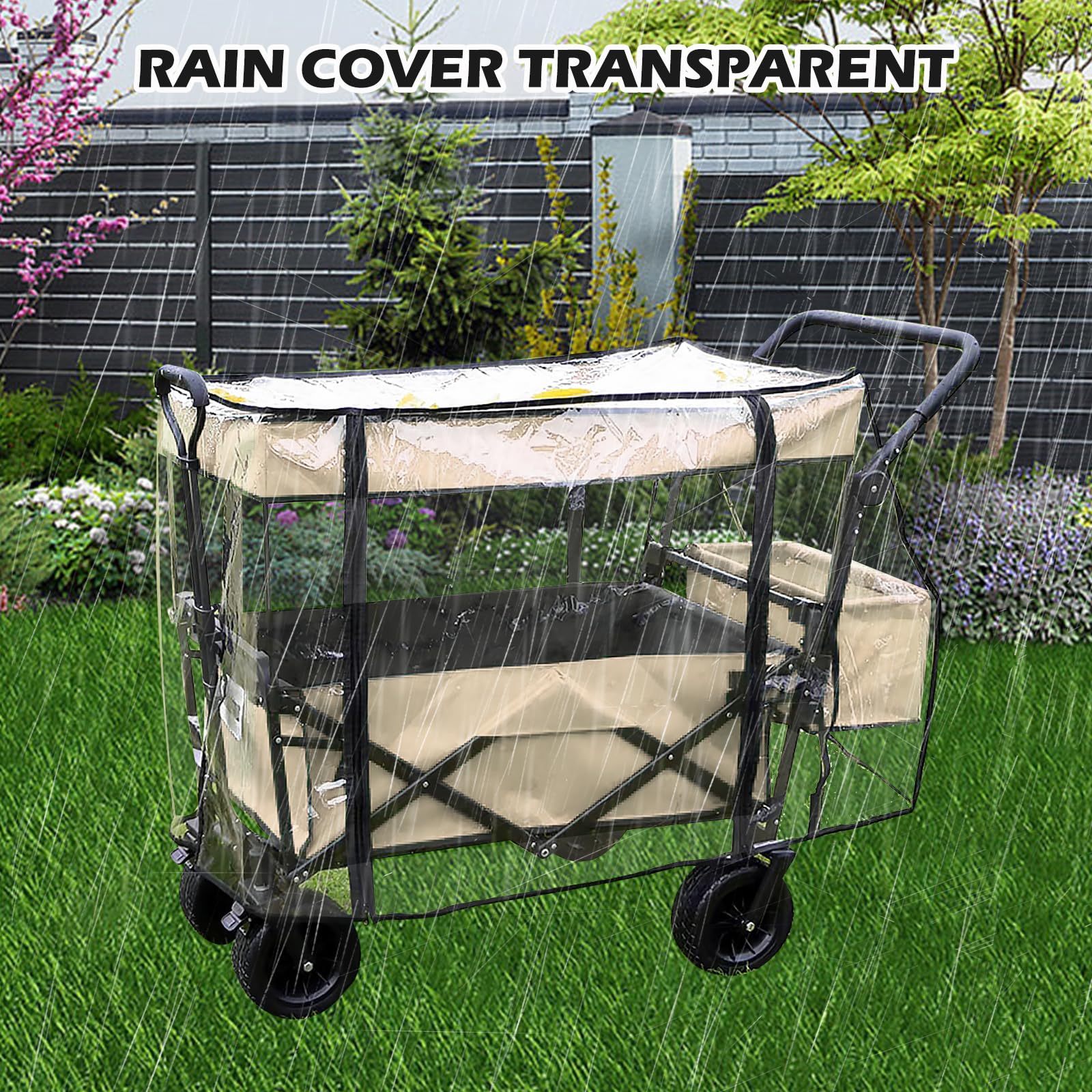 Bollerwagen Regenschutz, Regenschutzs Bollerwagen Universal, Regenverdeck Bollerwagens Transparent Faltbare Bollerwagens Zubehör für Handwagen Strand Regenschutzhülle