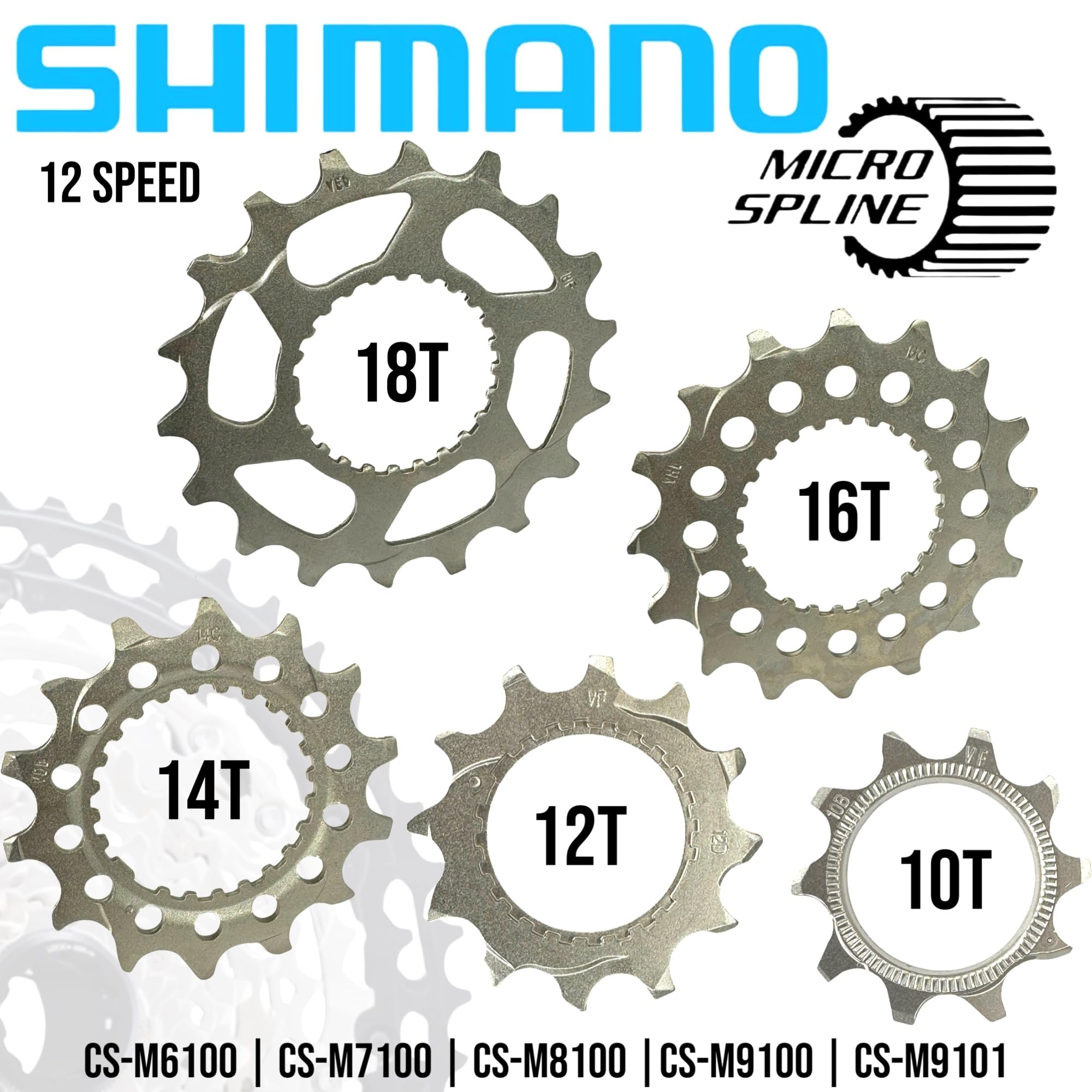Verschleiß Ersatz Original Ritzel kompatibel mit Shimano Deore SLX XT XTR MTB Ebike für Micro Spline Freilauf 12-Fach Kassetten CS-M6100 I CS-M7100 I CS-M8100 I CS-M9100