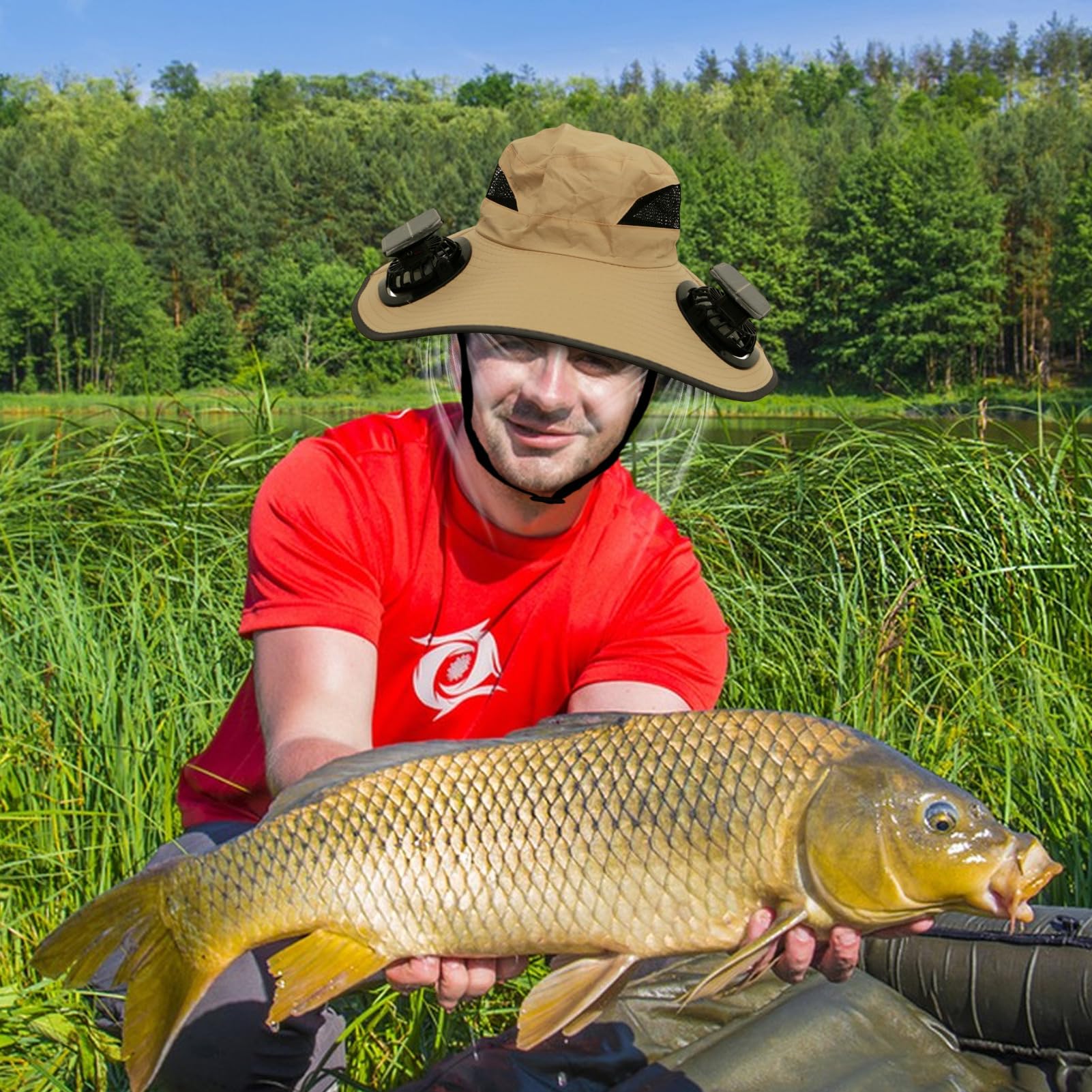 Cappello Ventilatore Cappello da Pesca UPF50 all'Aperto | Copricapo a Secchiello Rinfrescante Portatile Traspirante con Protezione Solare per Viaggi Escursioni Sport Campeggio