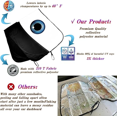 Miniatura 3 de eygeufg Parasol para parabrisas delantero (ojos-negro, grande)