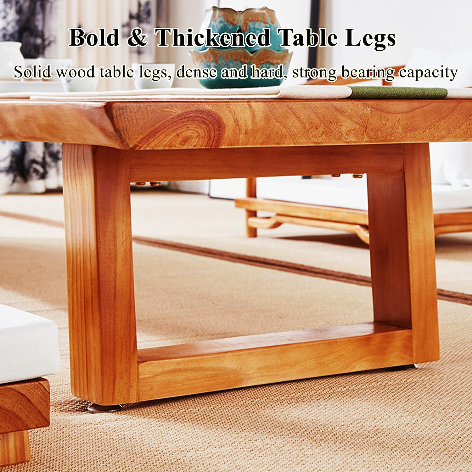 Antique Wooden Coffee Table, Japanese Floor Tea Table, Laptop Tatami Table, Multifunctional Low Table for Floating Window Tea Room Balcony Living Room Outdoor,100x50x35cm,100x50x35