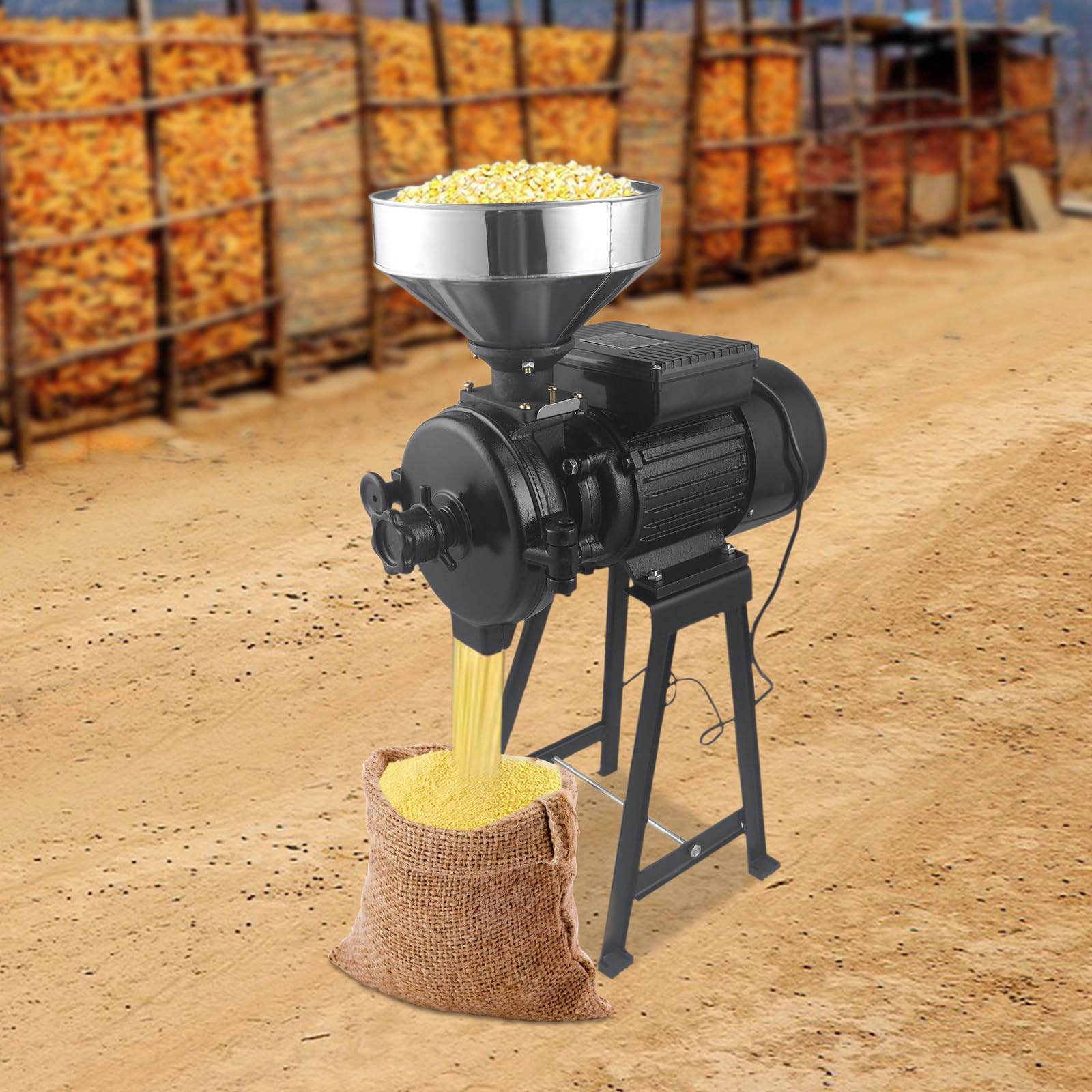 Moulin à Grain Électrique 2200W >50 kg/h Moulin à céréales électrique pour Moudre Rapidement Grains Secs Céréales Café Maïs et Poivre,Broyeur à Épices Commercial Broyeur pour céréales