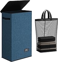 Vista 16 de SOLEDI - Canasta de lavandería con tapa de 100L, canasta de ropa plegable grande y alta, cesta de lavandería con bolsa removible fácil