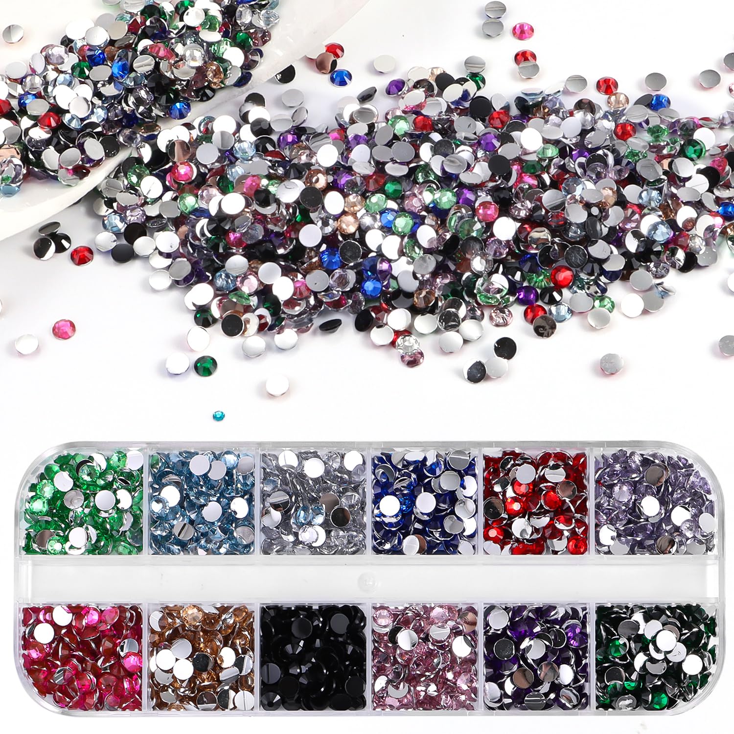 1200pcs 4mm Resin Rhinestones in Bulk, Nail Art Resin Rhinestones Bedazzling Flatback Crystals Non Hotfix Gems for DIY Tumblers Clothing Shoes Manicure