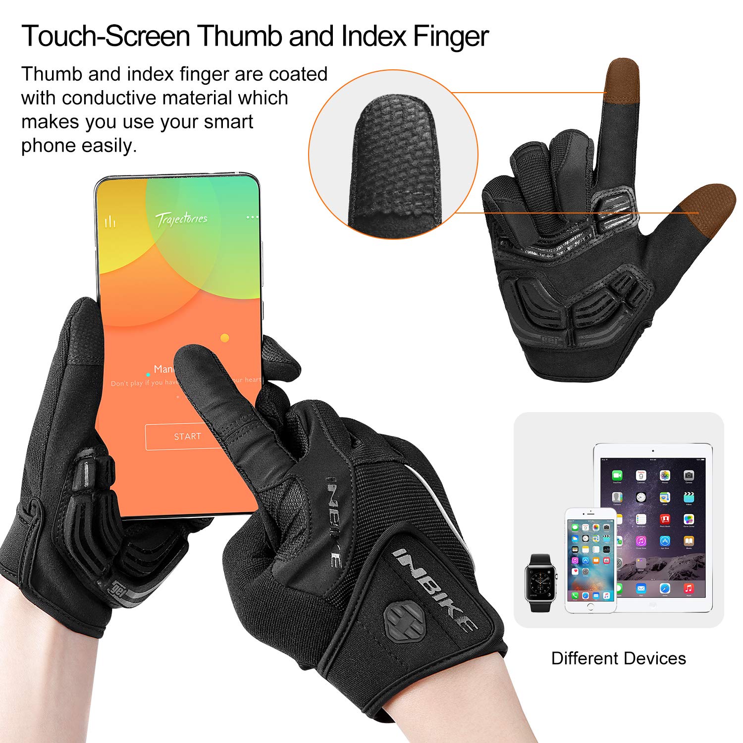INBIKE - Guantes de ciclismo para hombre, acolchados de gel, 5 mm, transpirables y resistentes al desgaste