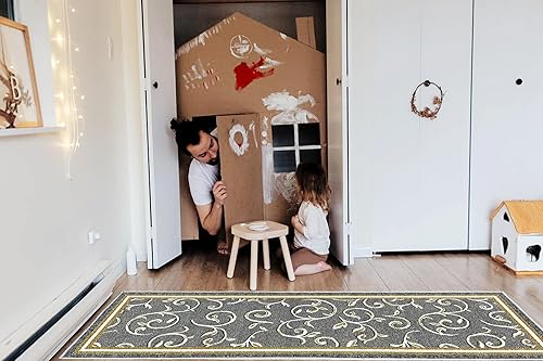 Miniatura 2 de Gloria Alfombra de cocina antideslizante con parte trasera de goma para cocina, alfombra de cocina para peldaños antideslizantes (gris, camino (20 x