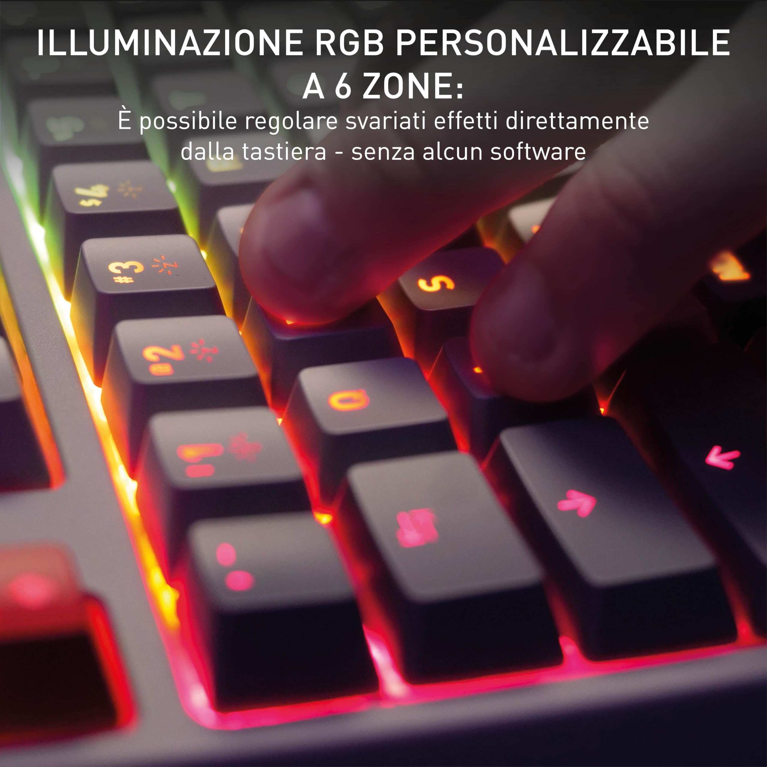 K4V2 TKL, Tastiera Da Gioco Cablata Senza Tastierino Numerico, Layout Tedesco QWERTZ, Illuminazione RGB, Interruttori Meccanici MX2A RED, Retro, Layout Tedesco - QWERTZ