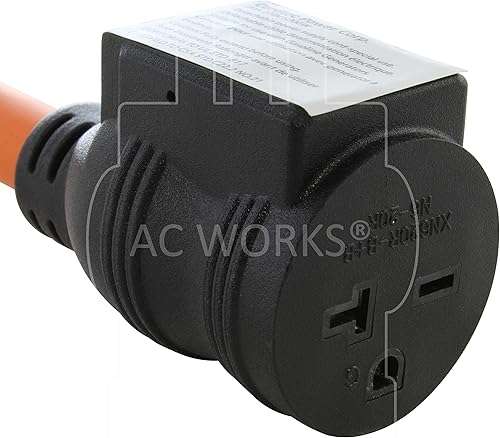 Miniatura 4 de AC WORKS Enchufe de bloqueo L6-30P de 30 amperios y 250 voltios a NEMA 6-20R Adaptador de conector hembra de 1520 amperios y 250 voltios (flexible