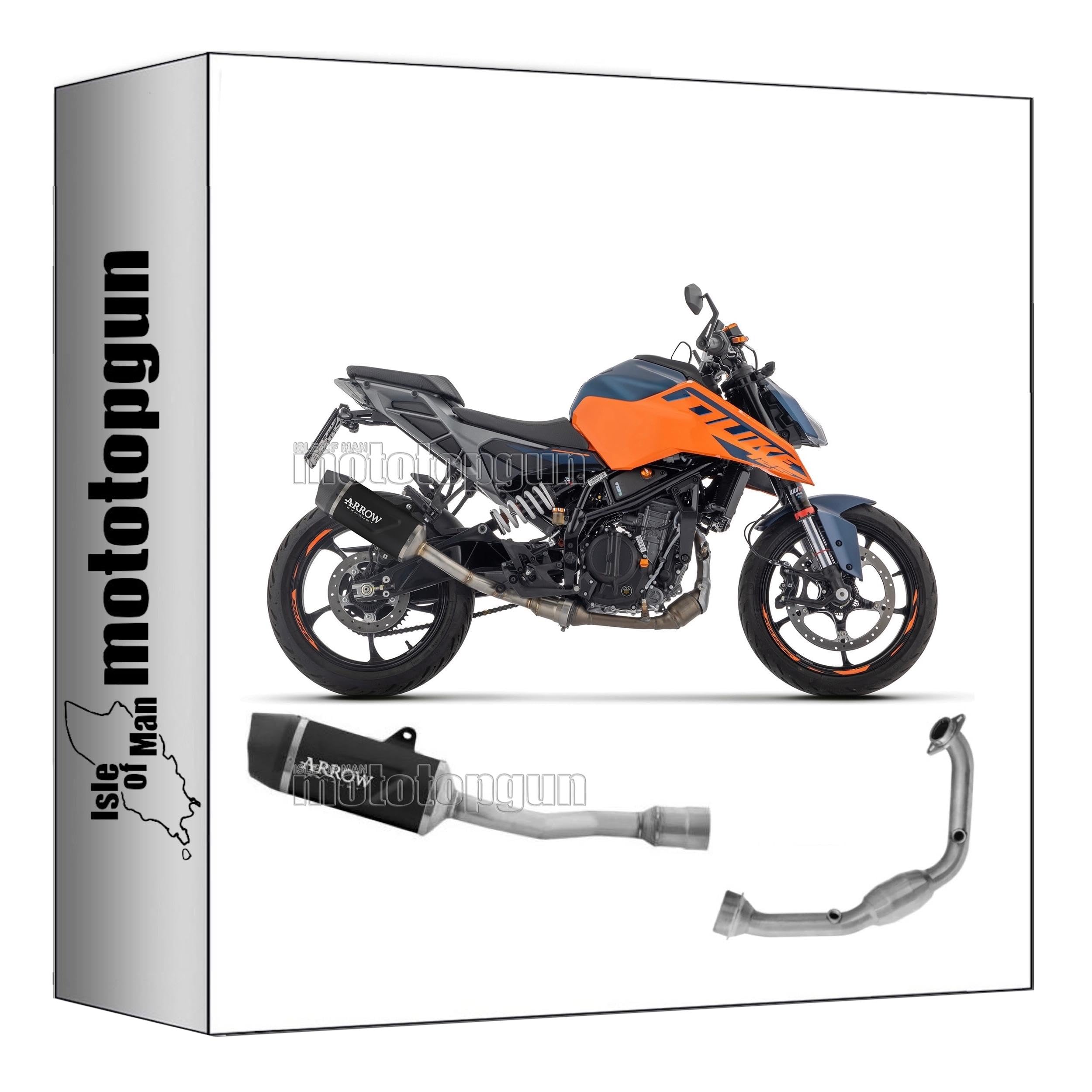 arrow scarico completo omologato open indy-race alluminio nero fondello in carbonio compatibile con ktm duke 125 2026 mototopgun std 71972akn + 71793mi
