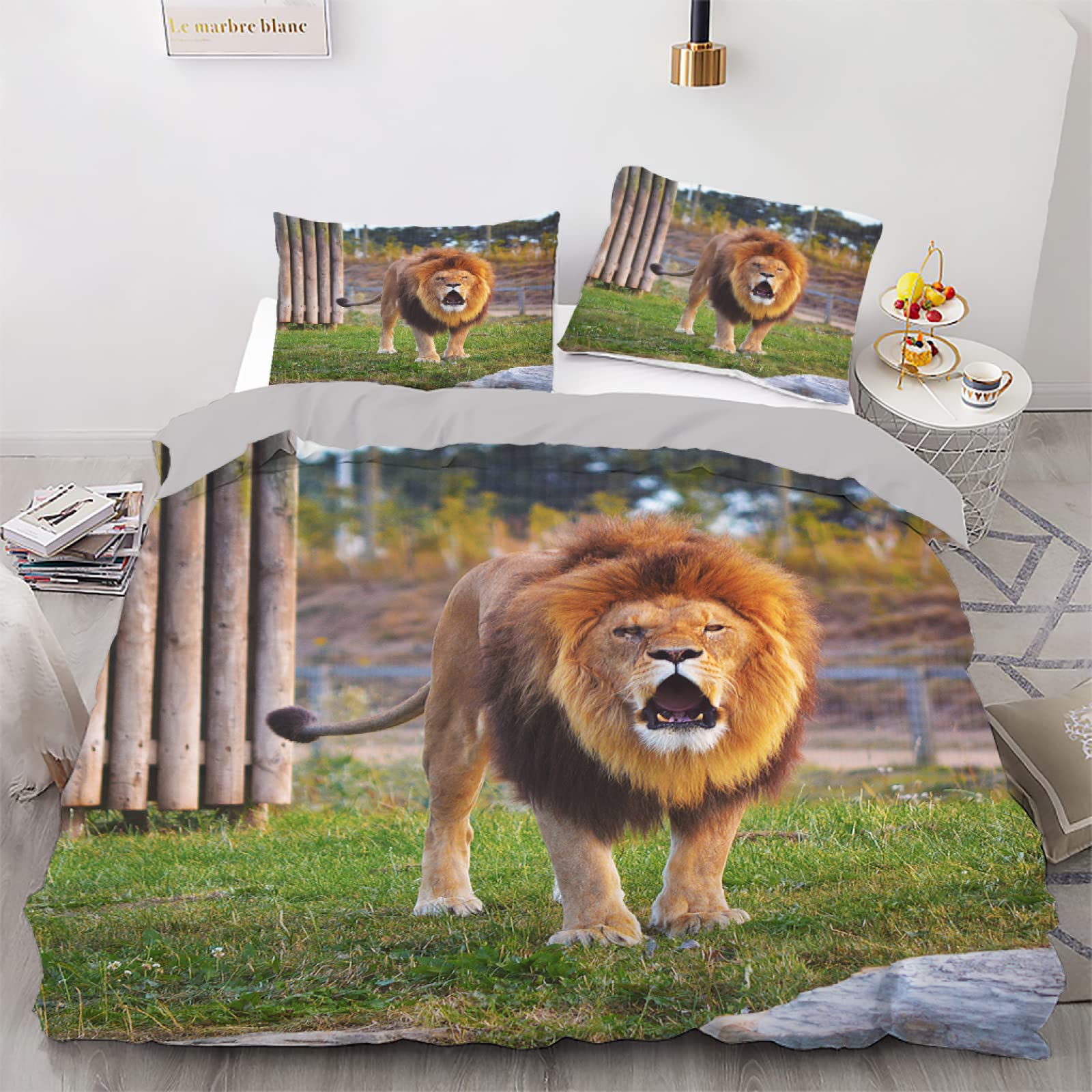 Parure de lit 220x240 cm avec 2 taies d'oreiller motif chiot en microfibre