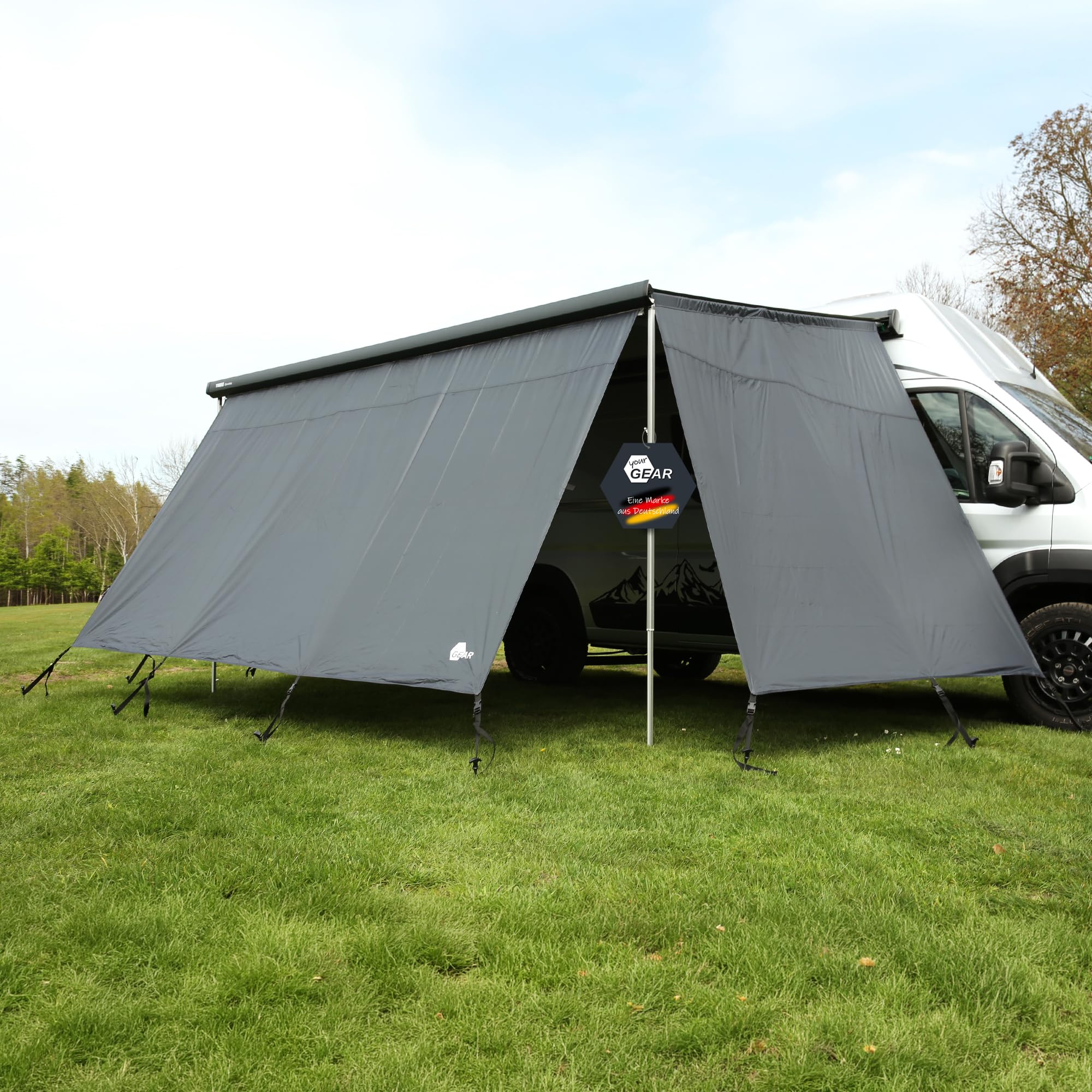 your GEAR Korsika 2.4 - Markisenwand-Set mit Vorderwand und 2 Seitenwänden - Schutz vor Sonne, Wind und Regen