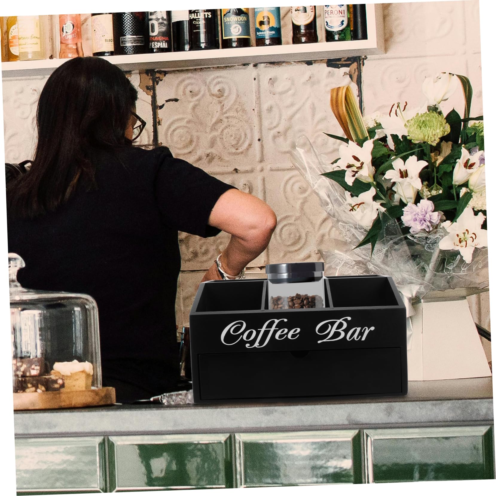 Kaffee Station Organizer Aus Holz Multi-funktionale Aufbewahrung Für Kaffee Tee Und Zubehör Stilvolles Design Für Küche Büro Platzsparender Organizer Mit Fächern