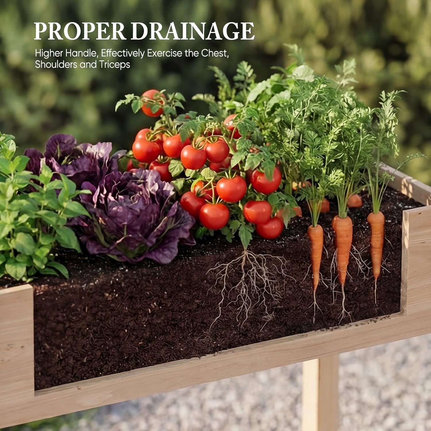 DUMOS Raised Garden Bed with Legs, 34x18x30 Inch Planter Box Outdoor with Liner for Herbs Flowers Vegetables, Elevated Wooden Garden Bed for Patio, Balcony and Backyard, Natural Wood