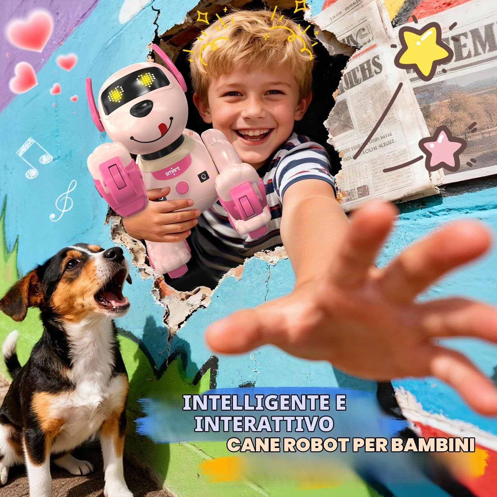 Cane Robot, Cane Robot Intelligente Telecomandato per Bambini, Programmabile, Controllo Vocale (solo in inglese), Controllo dei Gesti, Giocattolo Robot Cane Interattivo per Bambini