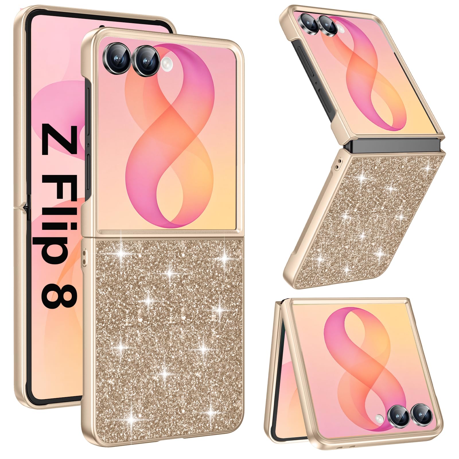Custodia per Samsung Galaxy Z Flip 8, con brillantini (oro)