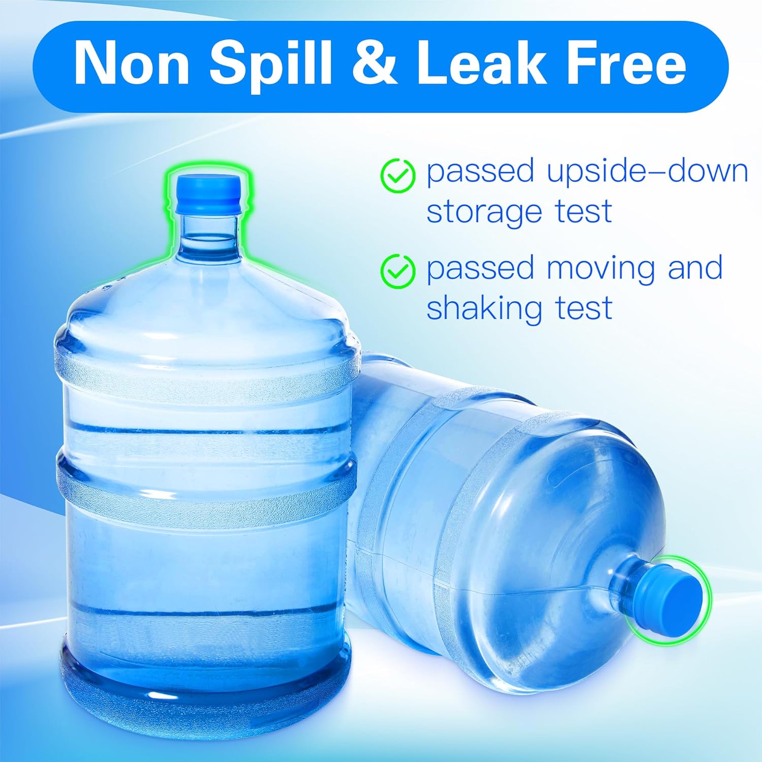 Upgraded 3 and 5 Gallon Water Jug Cap, Silicone Reusable Replacement Cap, No Spill 5 Gallon Water Jug Lid Fits 55mm Bottle, 5 gallon water bottle caps for Outdoor & Kitchen - Pack of 3 - Image 3