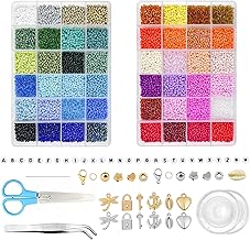 Magrimaxio 16000 Pcs 3mm Beads for Bracelets, Letter Beads Set with Elastic Wire, Scissors, Tweezers, Storage Box, for DIY Jewelry Making