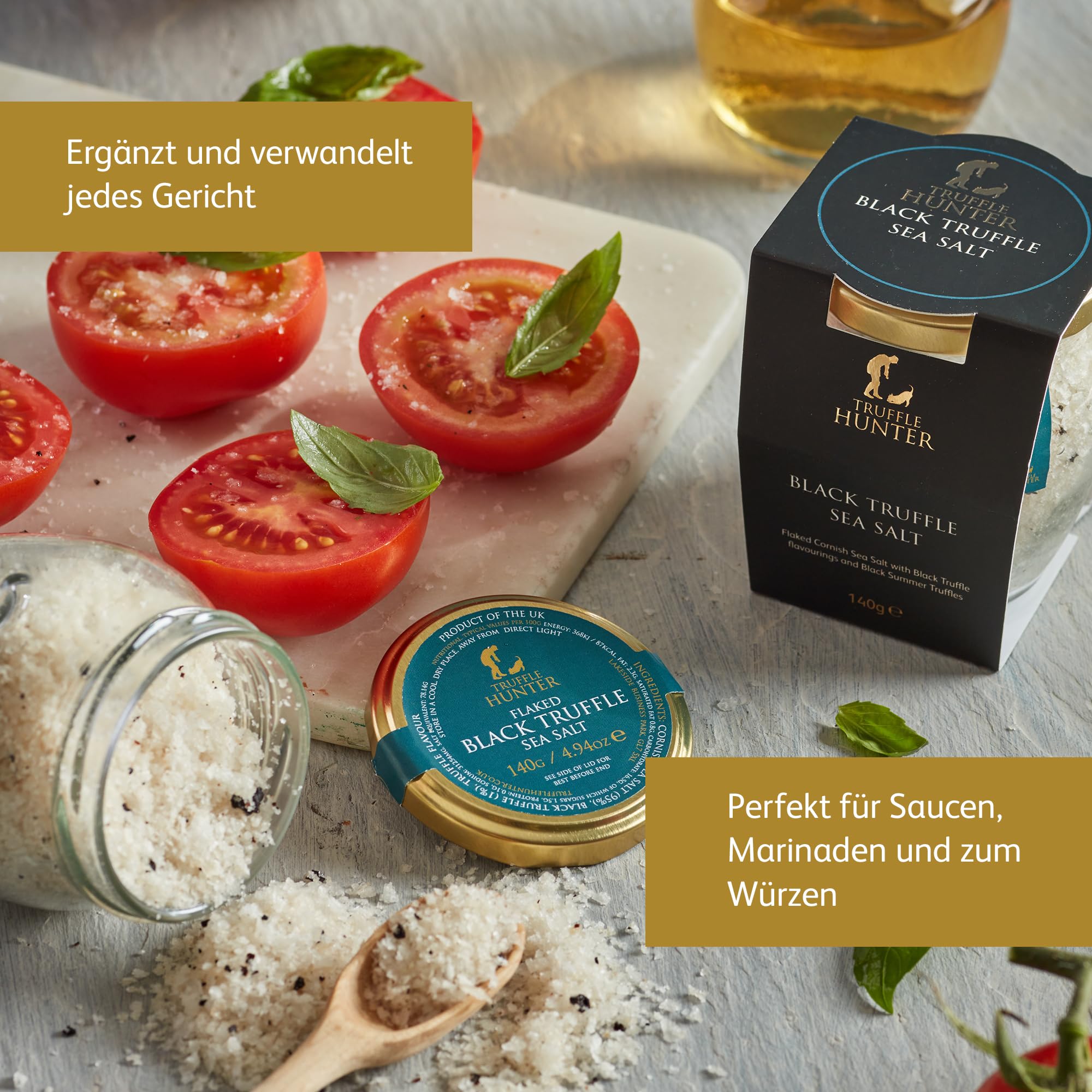 TruffleHunter – Meersalz-Flocken mit schwarzem Trüffel aus Cornwall – 140 g
