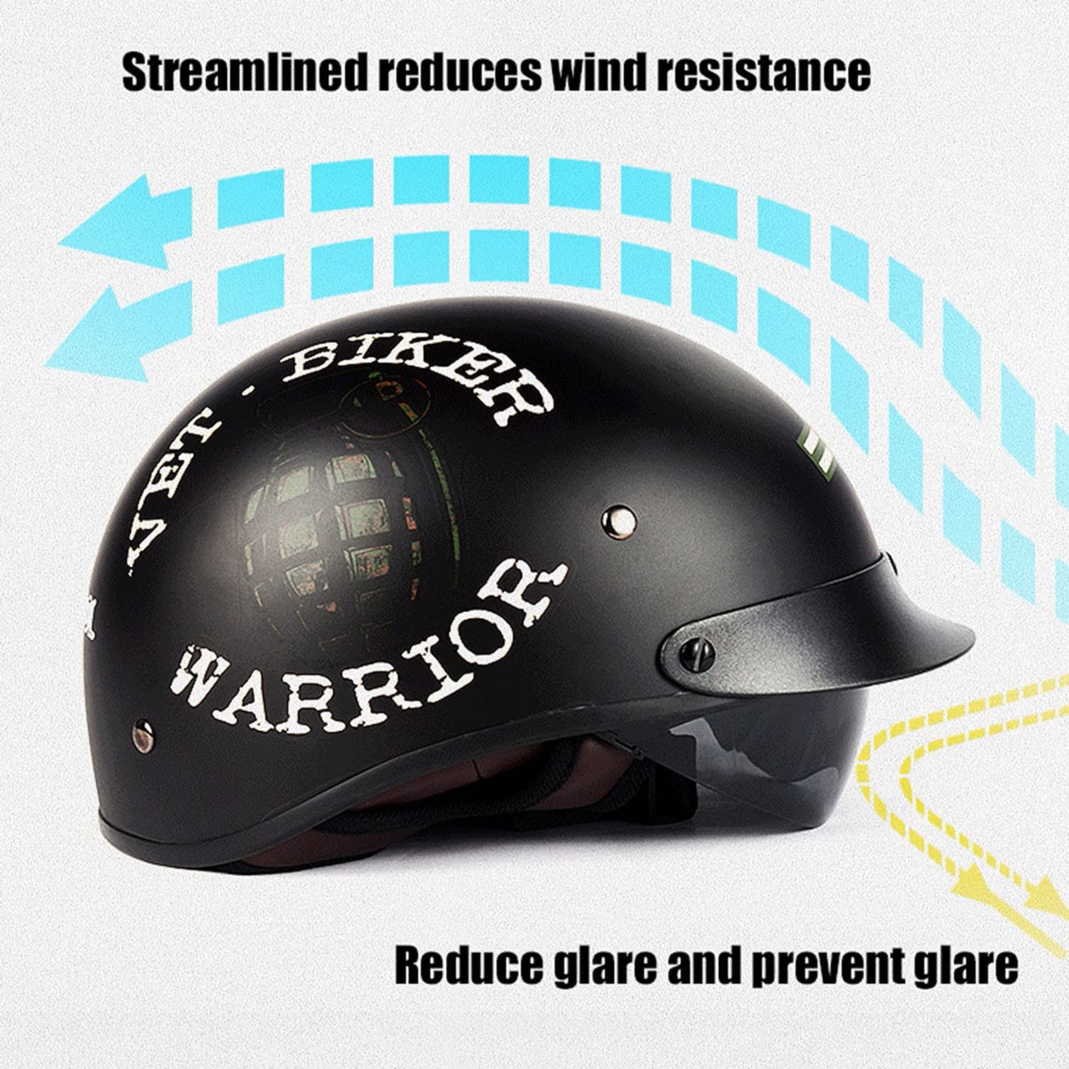 Casco per moto Casco Moto Jet Vintage Scooter Moto Jet Demi con Occhiali per Scooter ciclomotore Chopper Cruiser Racing cap ECE D.O.T Certificato Unisex H,M