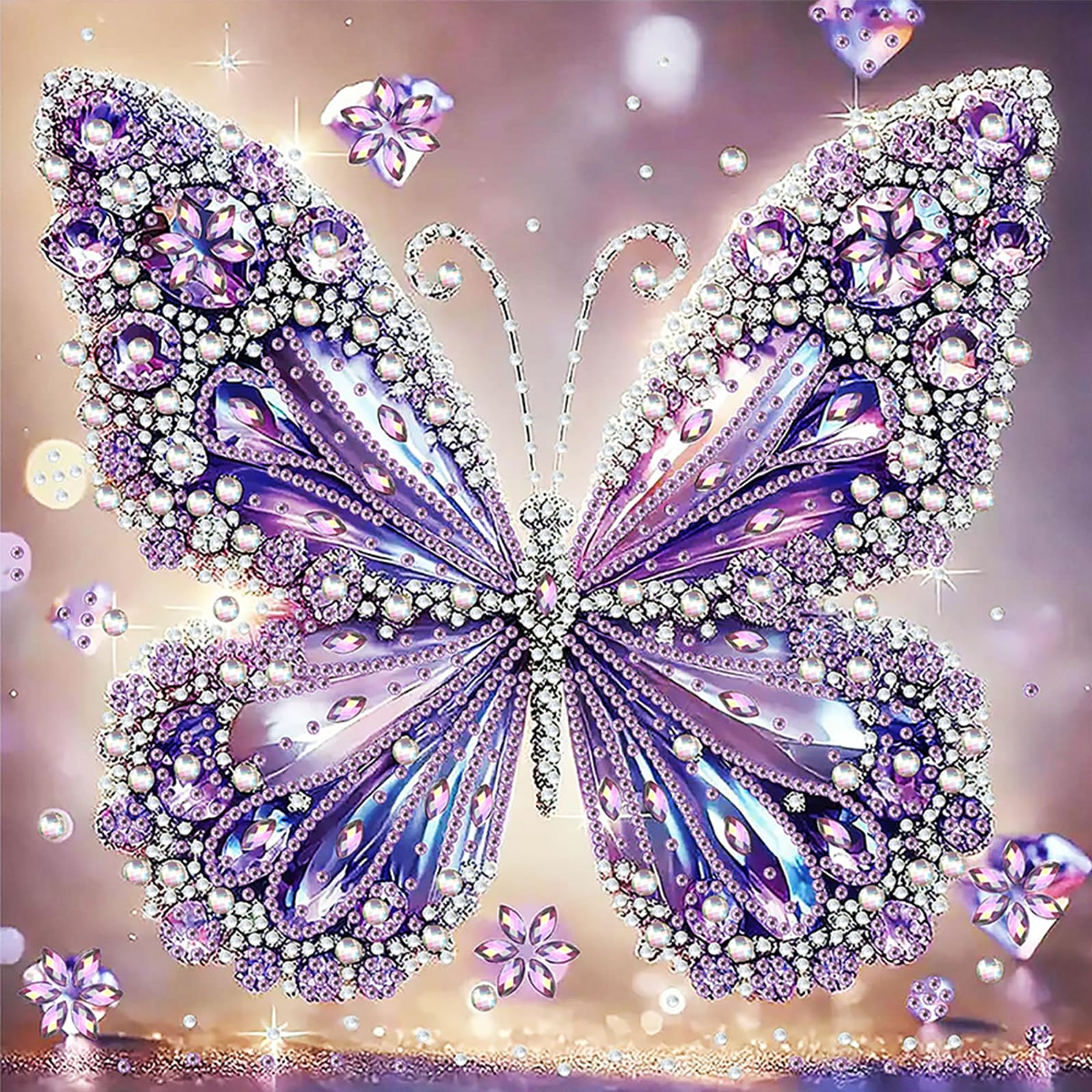 K Purple Butterfly Special Shaped 5D Diy Partial Drill Diamond Art Its 30X30cm