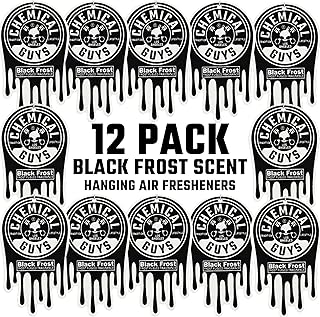 Chemical Guys AIR40504 - Ambientador colgante, aroma de escarcha negra, paquete de 12, ideal para automóviles, camiones, SUV, caravanas, hogar, garaje, espacio de trabajo, dormitorio y más (paquetes