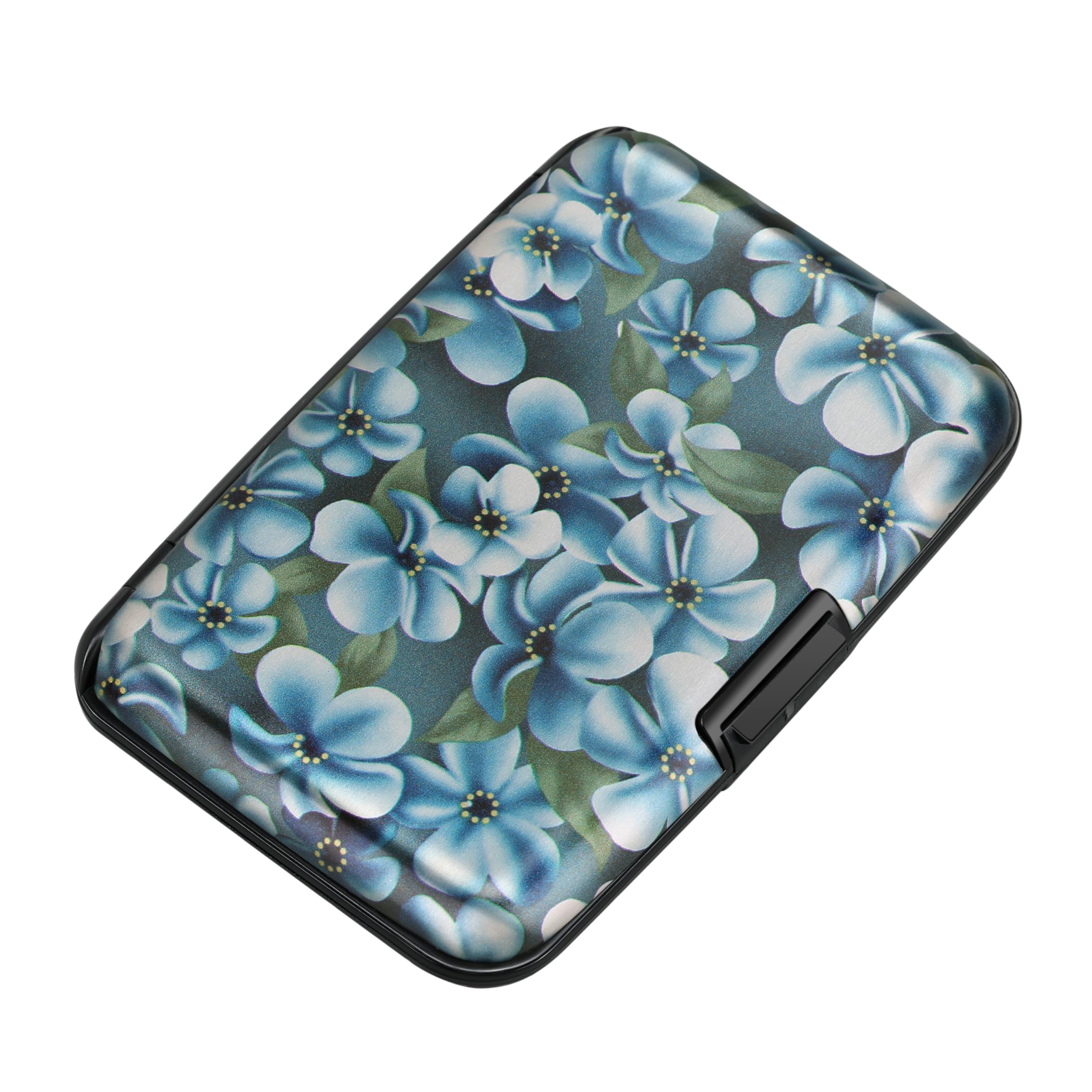 Elfish RFID Blocking Credit Cards Holder Aluminum Wallet Metal ID Case for Men Women, Cute Flowers, CH, Modern — image 1