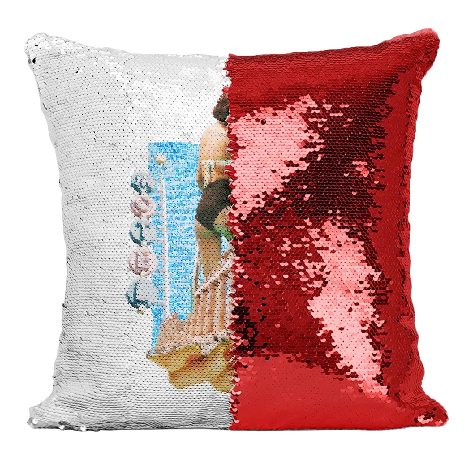 Coussin sequin rouge Esthetic Girl idée cadeau humour vintage