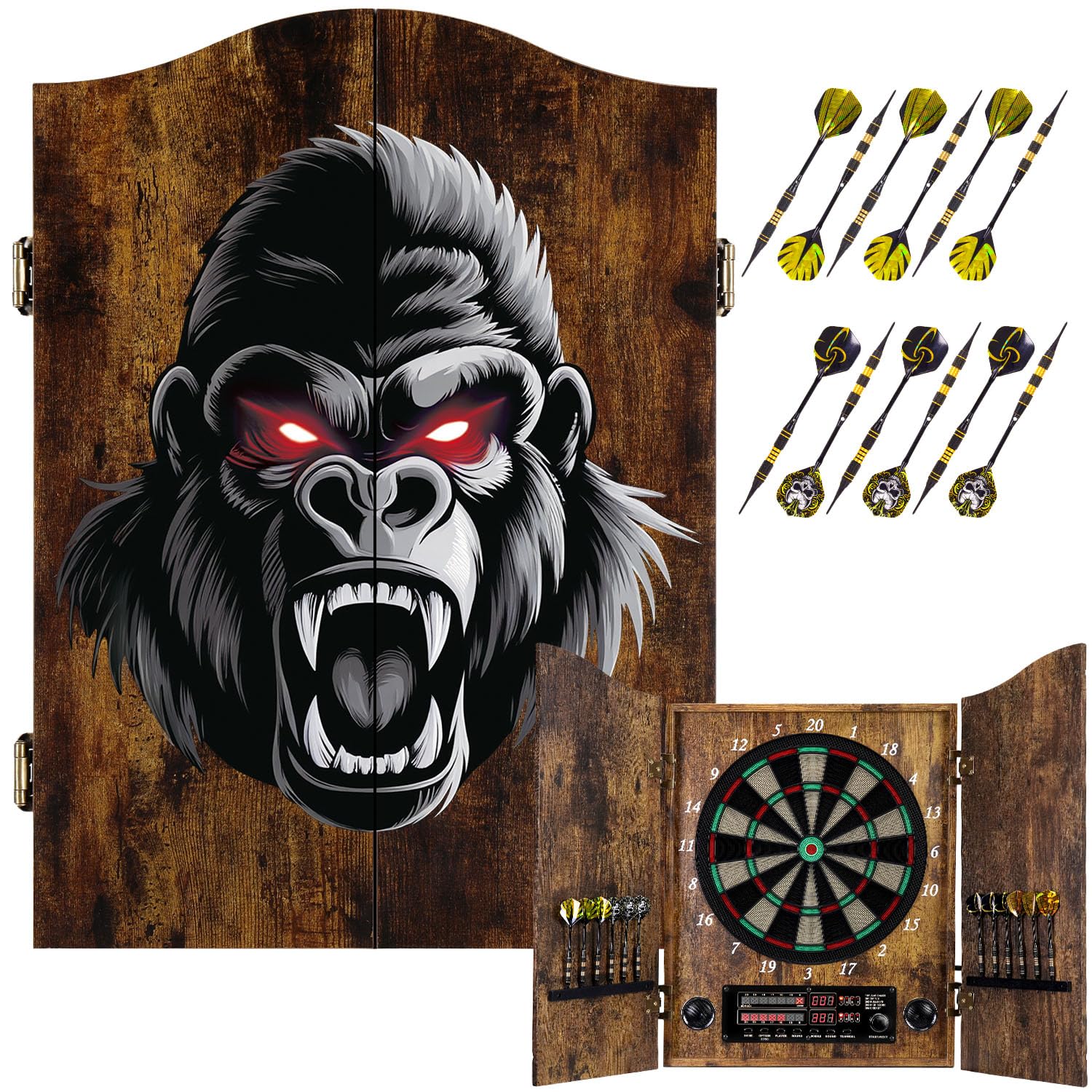 Jeu de Flechette Electronique, Coffret Décoratif pour Cible Flechette Electronique [12*Bronze Fléchettes] [Mode de Jeu Cricket], Jeux de Flechettes Adulte Électronique
