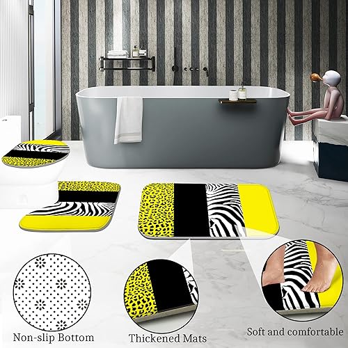 Miniatura 3 de Poedist Juego de 4 cortinas de ducha de baño, juego de cortinas de ducha de estilo brillante con alfombras