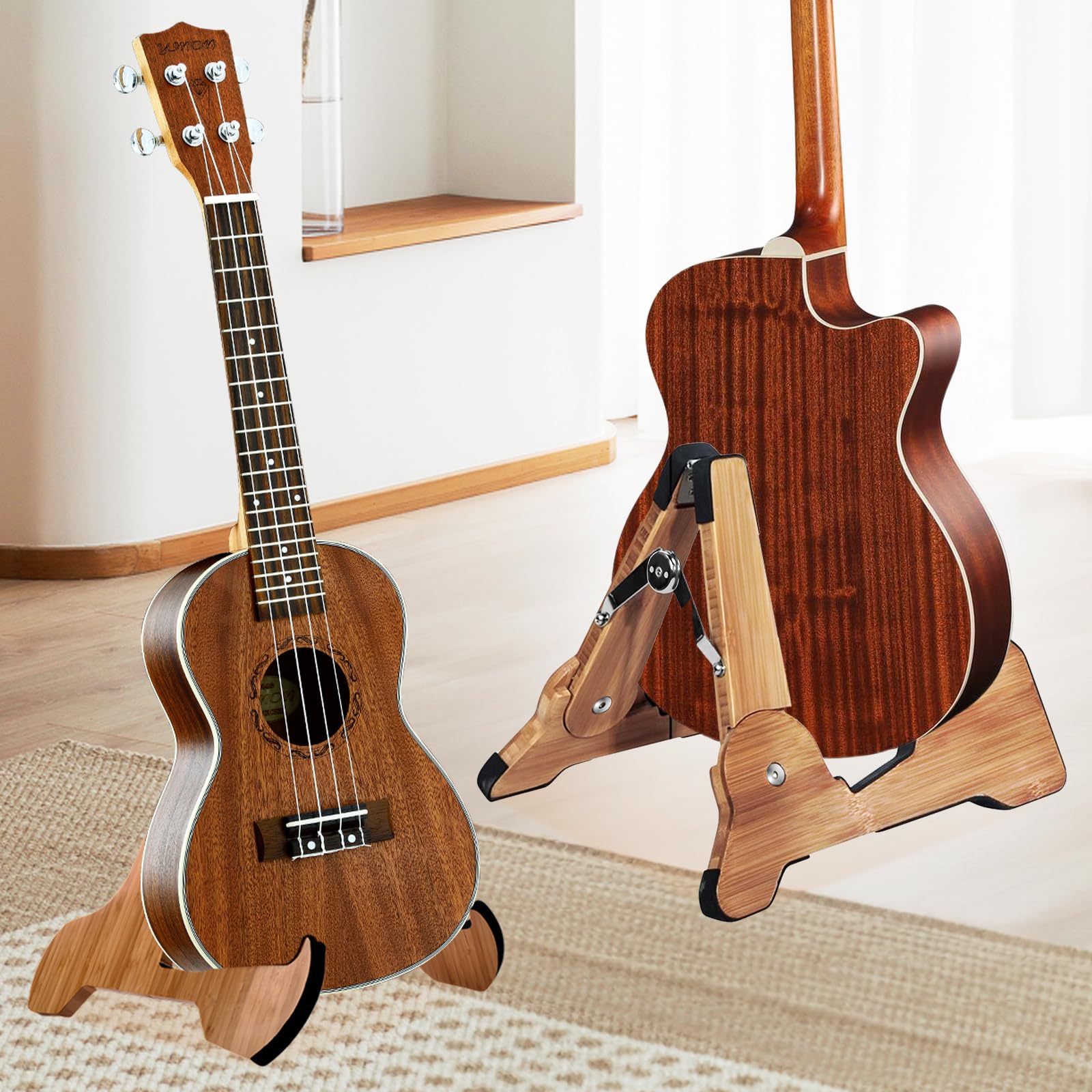SUNOYA Supporto per Chitarra Pieghevole, Portatile e Stabile, per Chitarra Classica, Acustica ed Elettrica