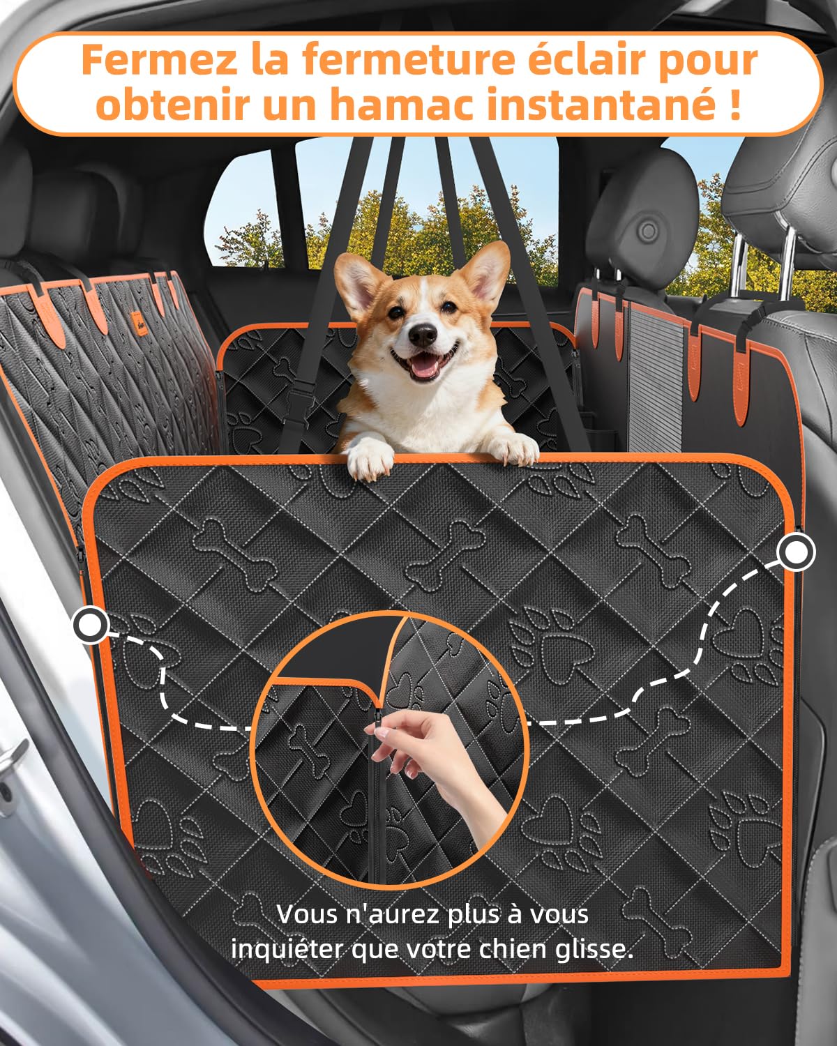 Protection Voiture Chien Siege Arriere Imperméable Antidérapante Housse Voiture Chien avec Fenêtre en Filet Protege Siege Voiture Chien, Convient à la Plupart des Voitures SUV et Camions