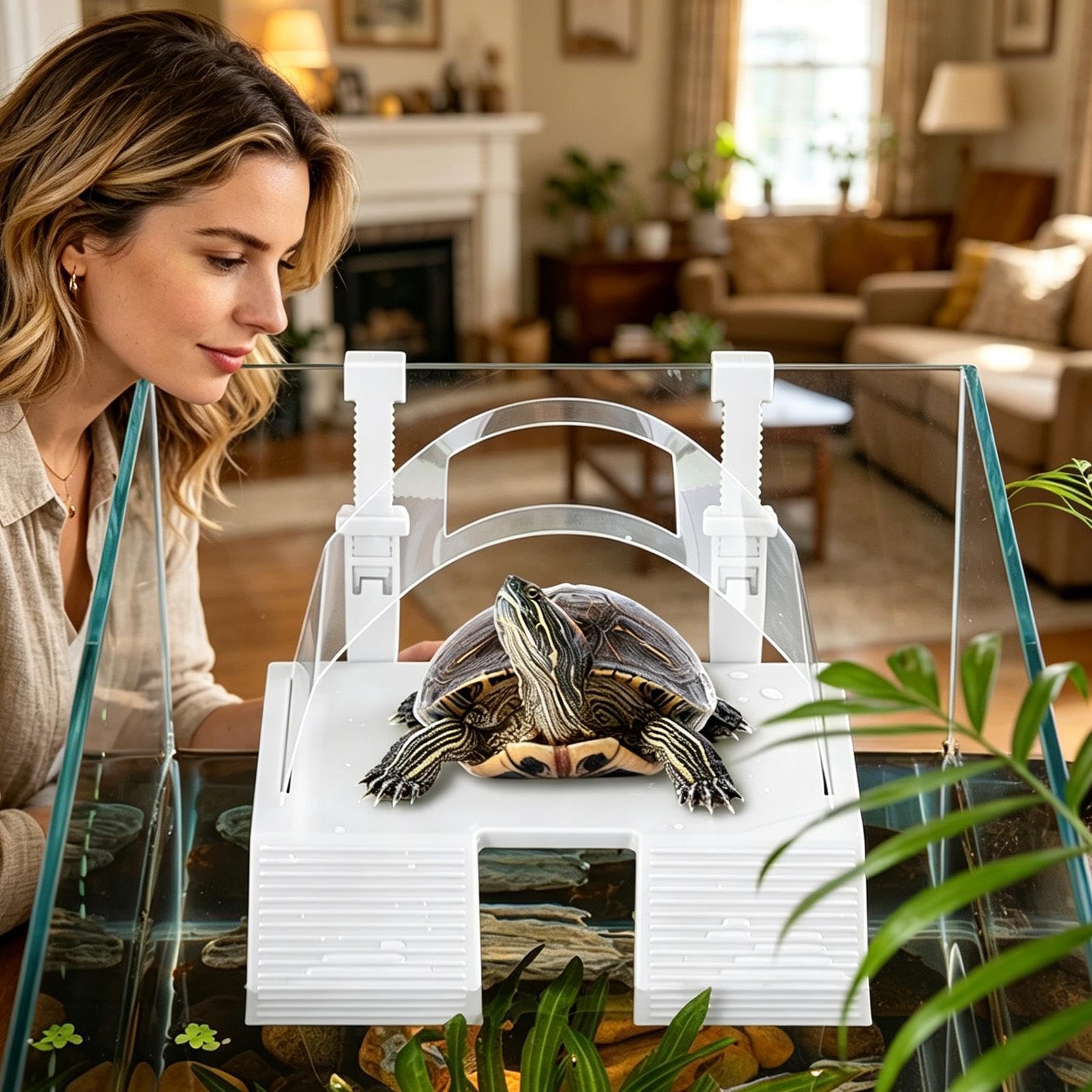 Nkmifeg Rampa De Asolamiento Tortugas - Doble Escalera Escalada Salamandras | Terraza Reposo Tortugas - para Criadores y Dueños, Terrario, Tanque de Comida, Salón, Oficina en Casa — view 8