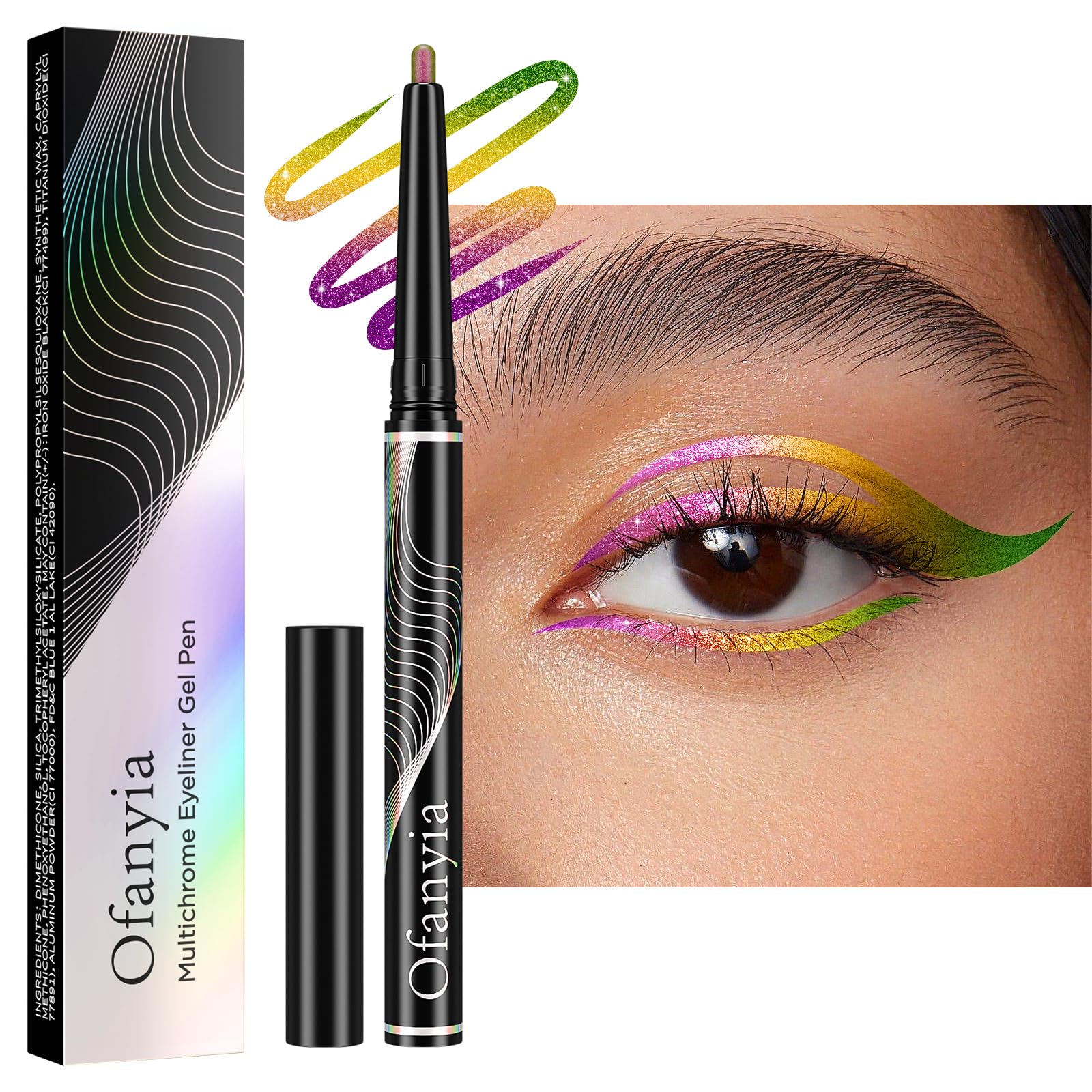 Greyghost Matita Eyeliner Retrattile Multicolore, Eye Liner Waterproof Smudge Proof Metallic Eyeliner Pen 24h Long-Lasting Gel Eyeliner High Pigmented Eyeliner Pencil (#01)